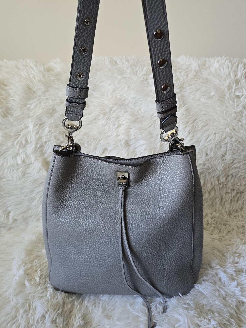 Rebecca Minkoff Gray Leather Hobo Shoulder Bag